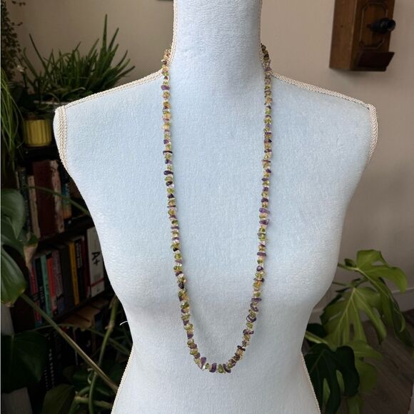 Quartz Peridot Garnet Citrine Amethyst Necklace Vintage - Picture 2 of 6